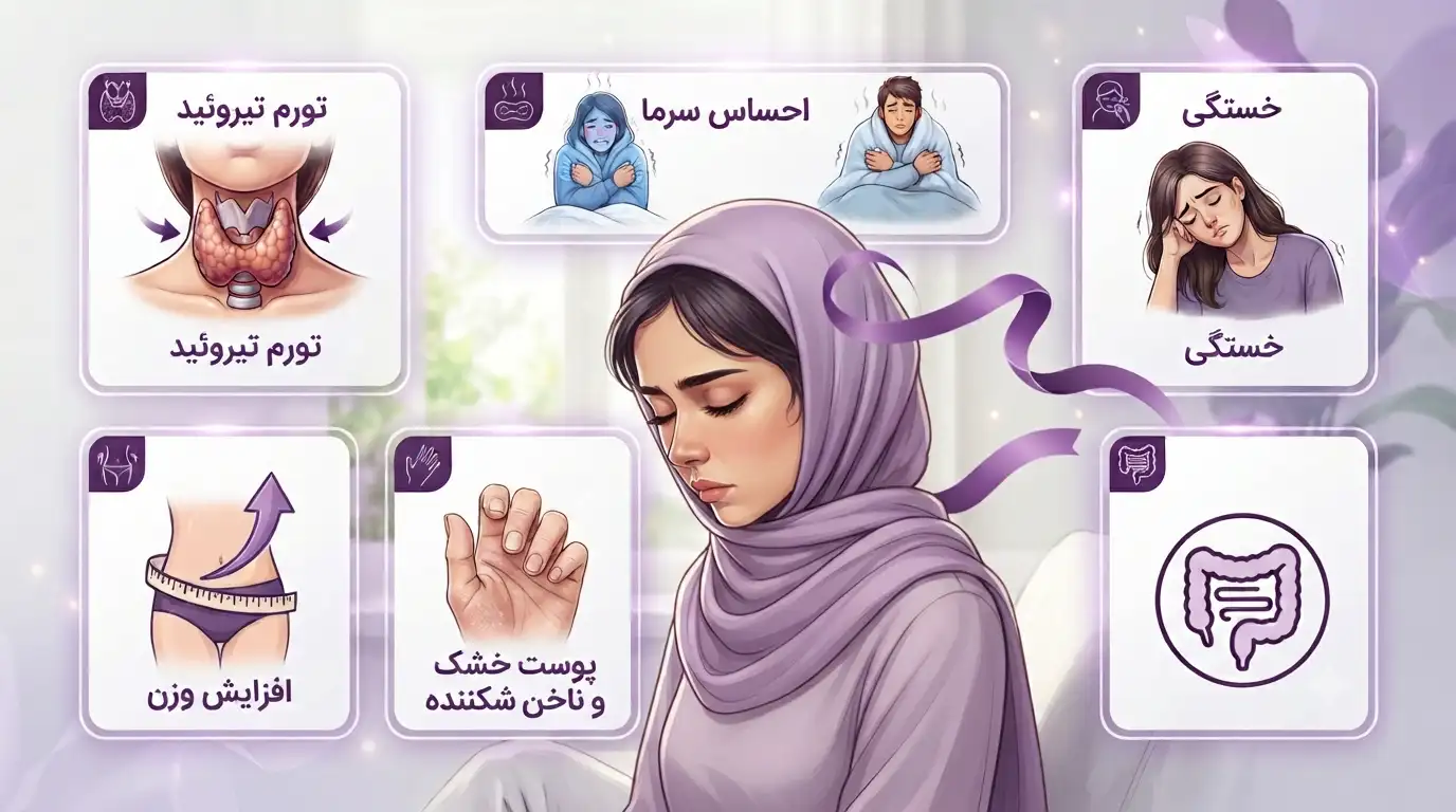 کم کاری تیروئید و ریزش مو؛ چه علائمی در کنار ریزش مو می‌توانند احتمال کم‌کاری تیروئید را بیشتر کنند؟
